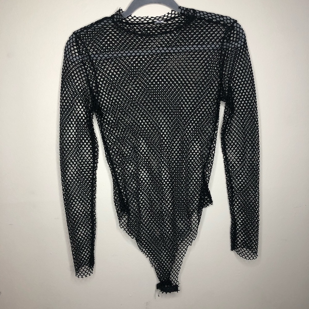 Black Mesh Long Sleeve Bodysuit